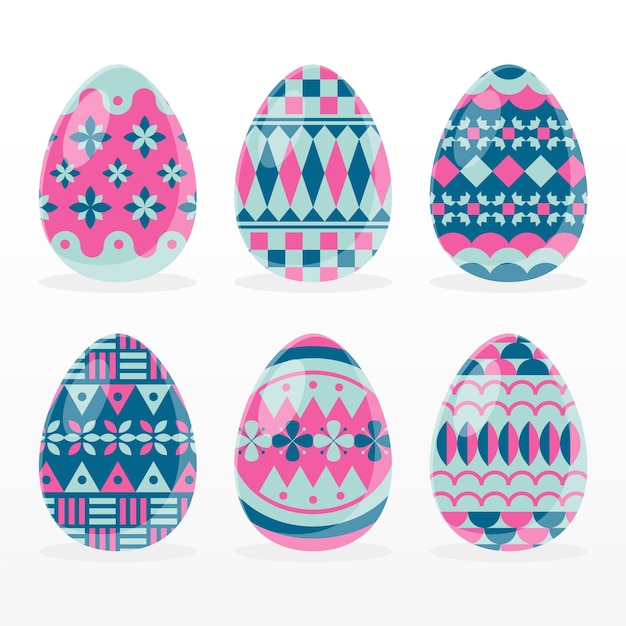 Free vector flat design easter day egg collection theme