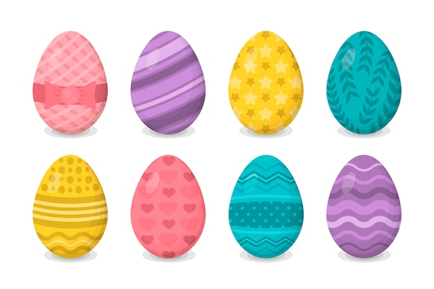 Плоский дизайн тема коллекции пасхальное яйцо