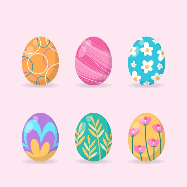 Flat design easter day egg collection