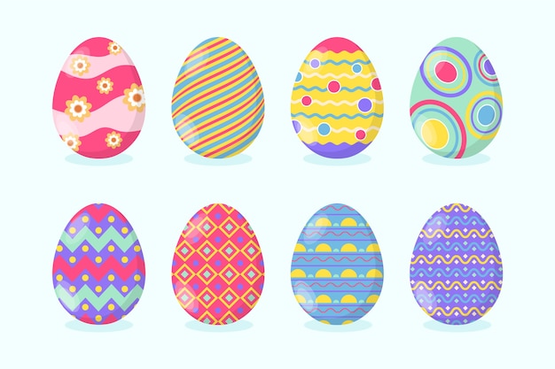 Flat design easter day egg collection