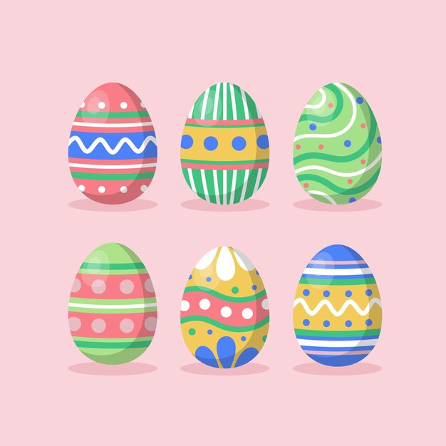 Flat design easter day egg pack