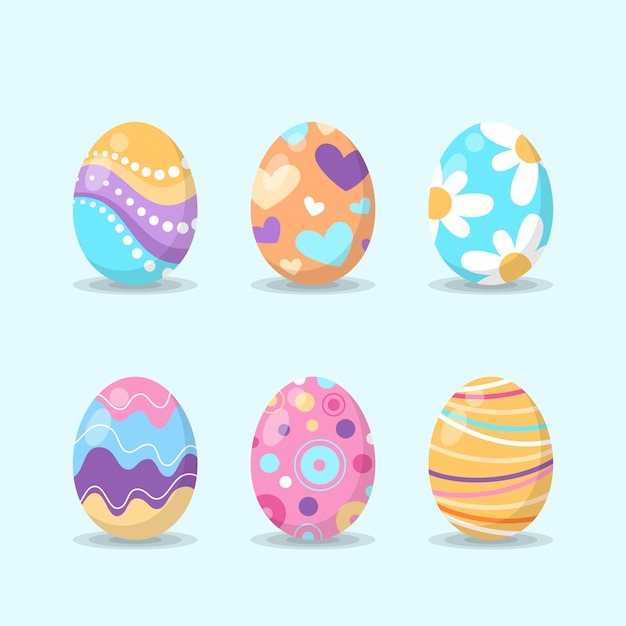 점과 꽃으로 평평한 디자인 부활절 날 계란