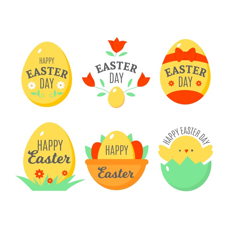 Free Vector flat design easter day label collection