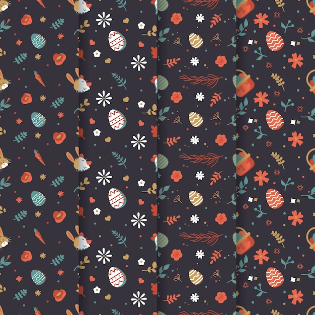 Flat design easter day pattern collection style