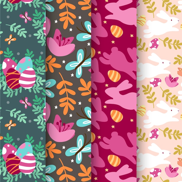 Flat design easter day pattern collection theme