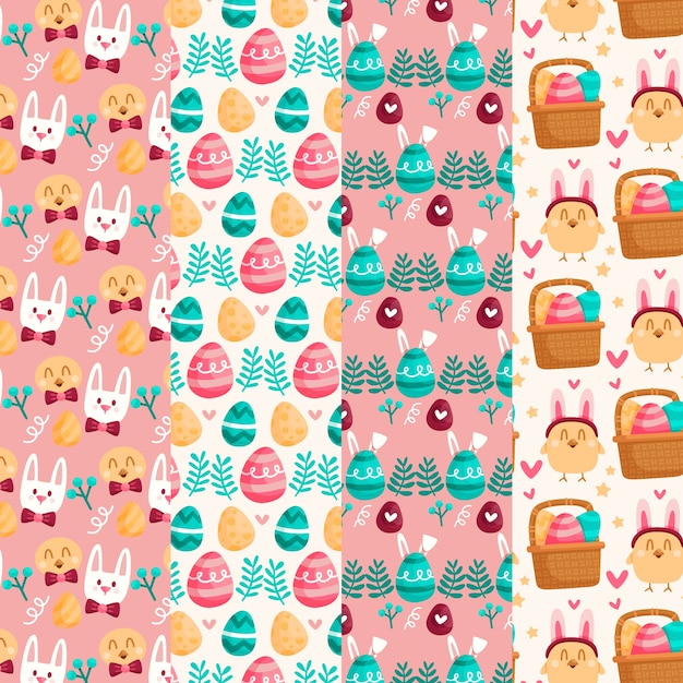 Free vector flat design easter day pattern collection theme