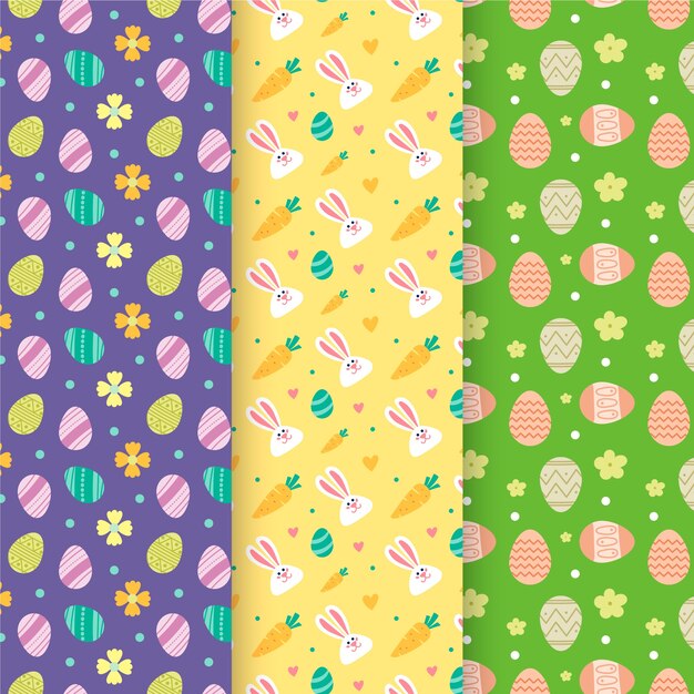 Flat design easter day pattern collection