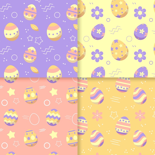 Free vector flat design easter day pattern collection