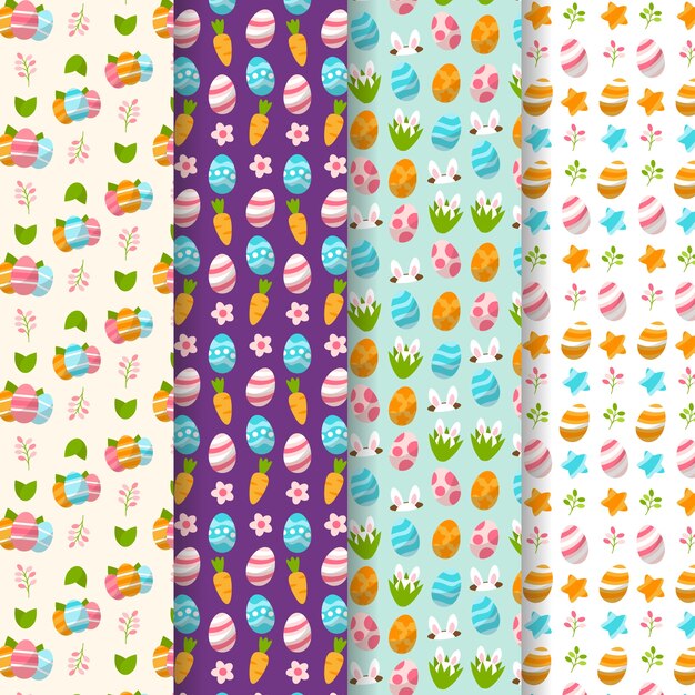 Free vector flat design easter day pattern pack