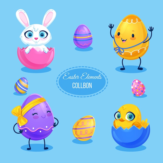 Free vector flat design easter element collection theme