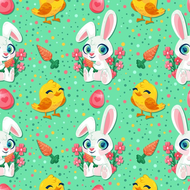 Flat design easter pattern theme