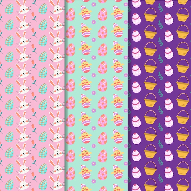 Flat design easter seamless pattern with bunnies avatars