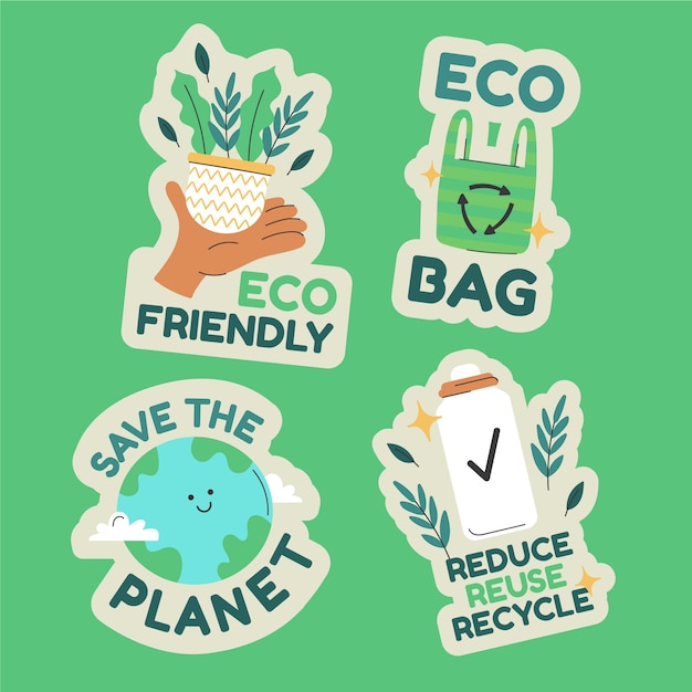 Set di badge per il concetto di eco design piatto