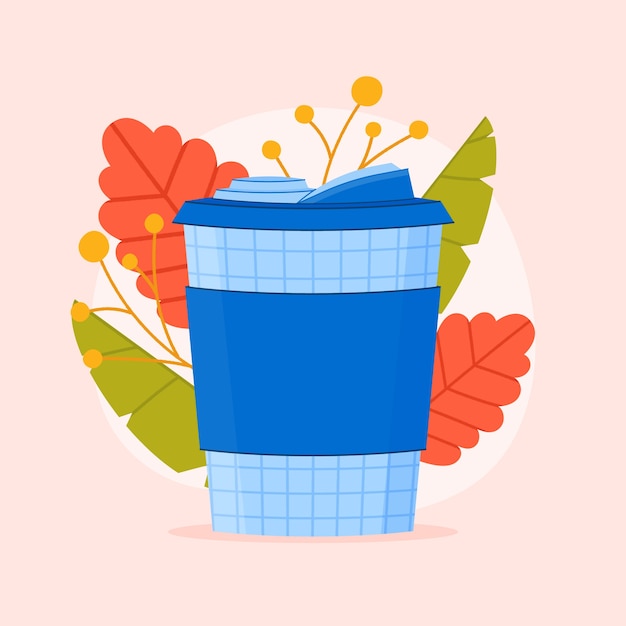 Design piatto dell'illustrazione della tazza di eco