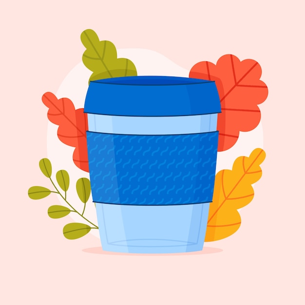 Design piatto dell'illustrazione della tazza di eco