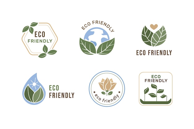 Flat design eco friendly label collection