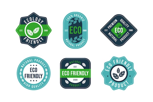 평면 디자인 친환경 라벨 컬렉션