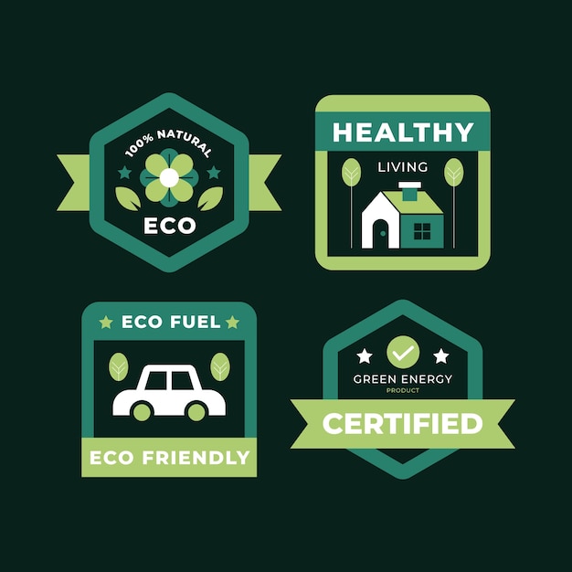 Flat design eco friendly labels