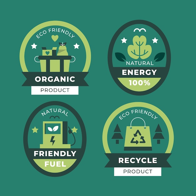 Flat design eco friendly labels