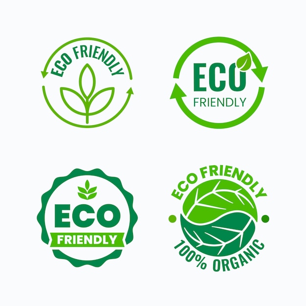 Flat design eco friendly labels