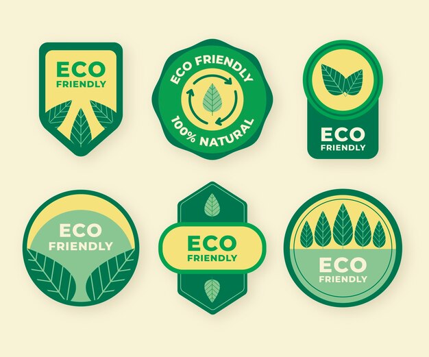 Flat design eco friendly labels