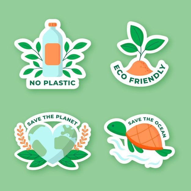 Flat design eco friendly labels