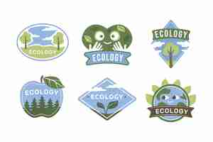 Free vector flat design ecology badges