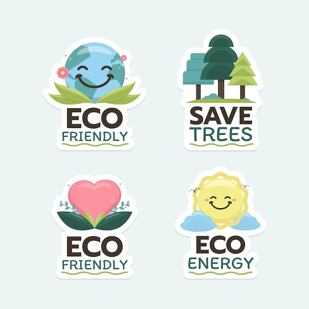 Free vector flat design ecology badges