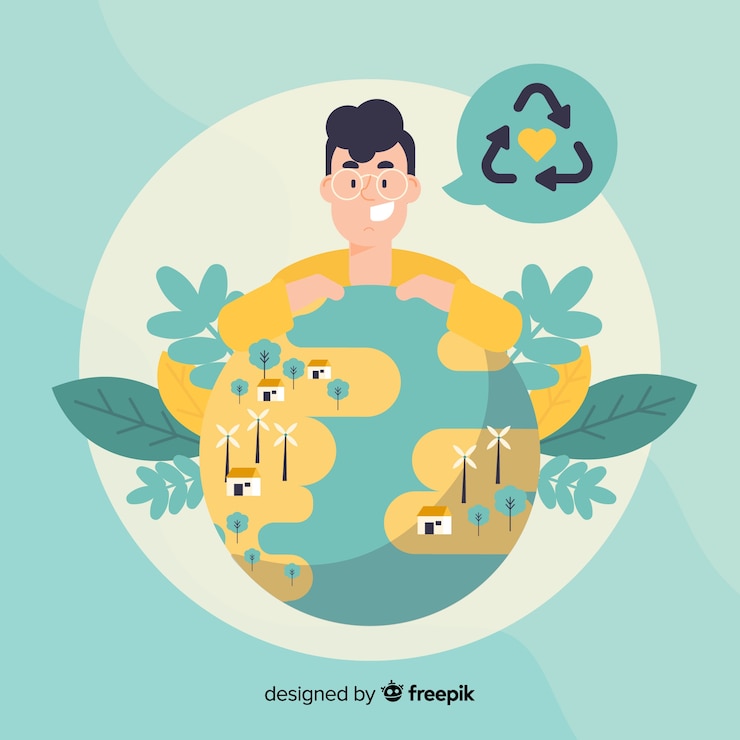 मुफ़्त वेक्टर flat design ecology concept with natural elements