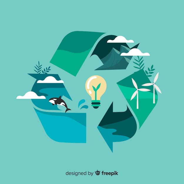 Flat design ecology concept with natural elements