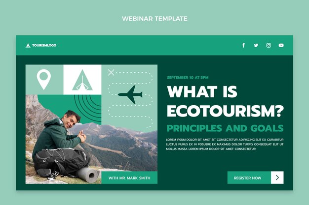 Free vector flat design ecotourism webinar