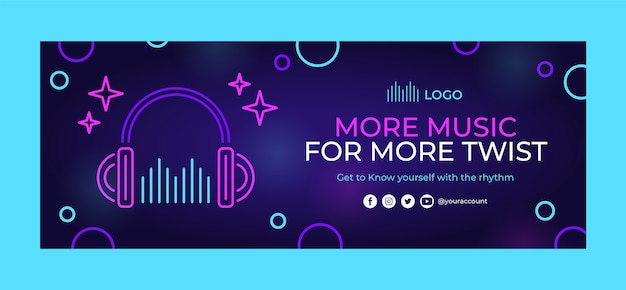 Flat design electronic music facebook cover