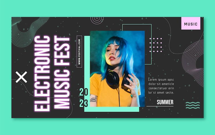 Free Vector flat design electronic music facebook post