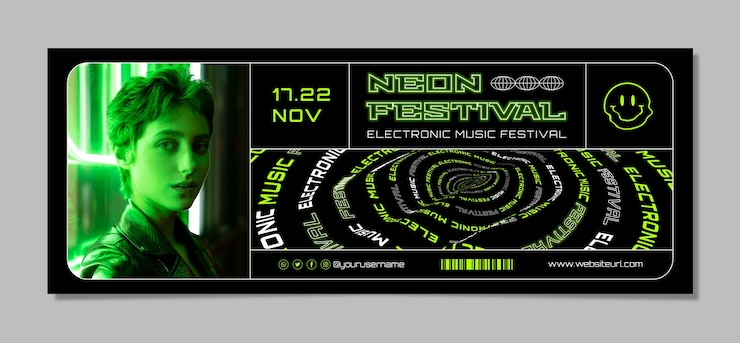 Free Vector flat design electronic music fest facebook cover