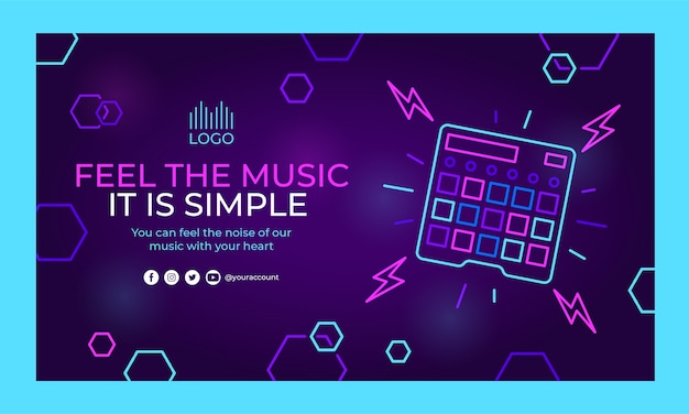 Free vector flat design electronic music twitch background