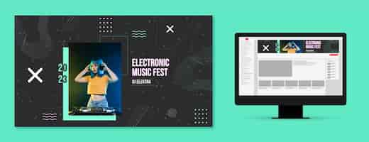 Free vector flat design electronic music youtube channel art