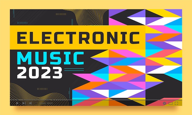 Free vector flat design electronic music youtube thumbnail