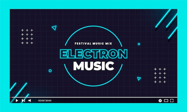 Free vector flat design electronic music youtube thumbnail