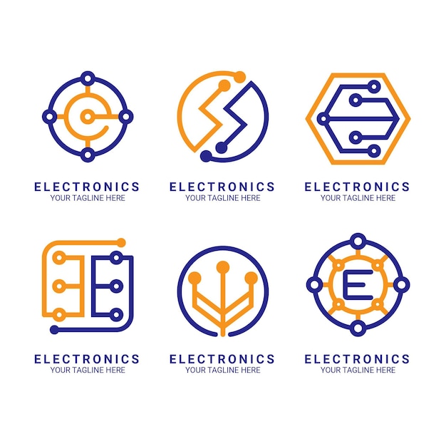 Flat design electronics logo templates