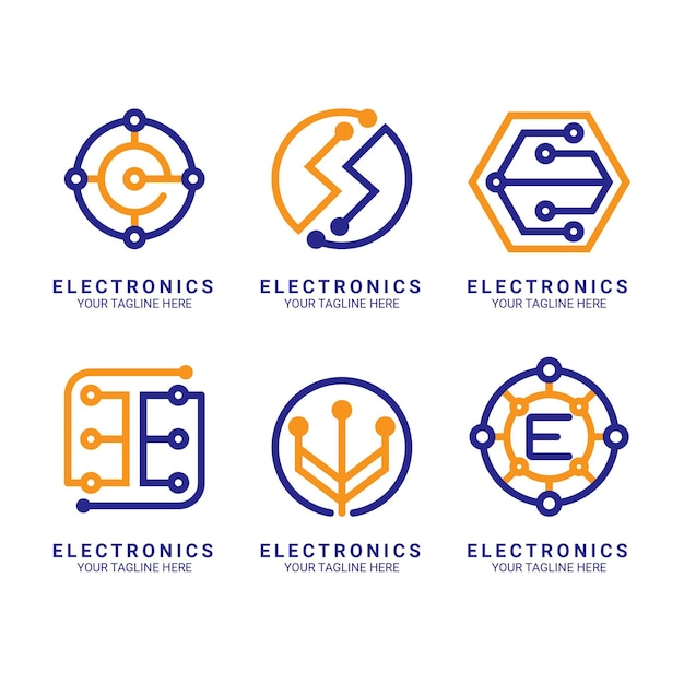 Плоский дизайн шаблонов логотипов электроники