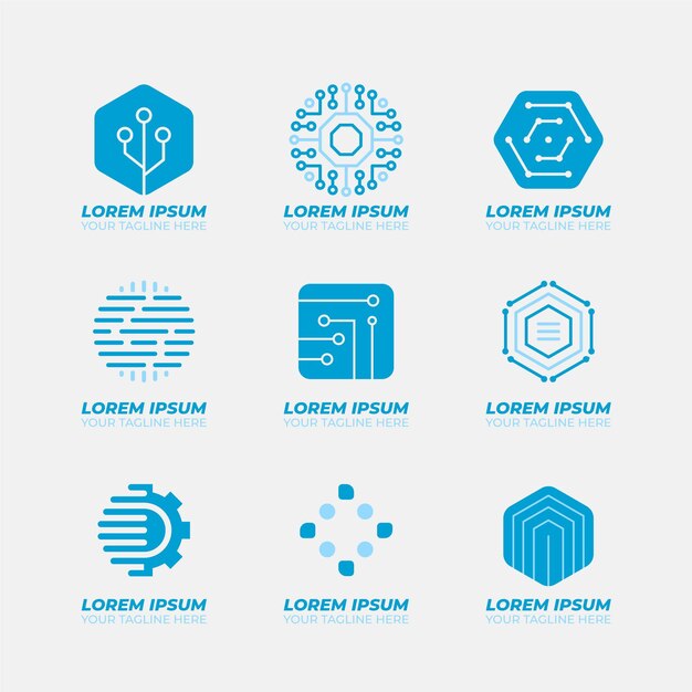 Flat design electronics logo templates