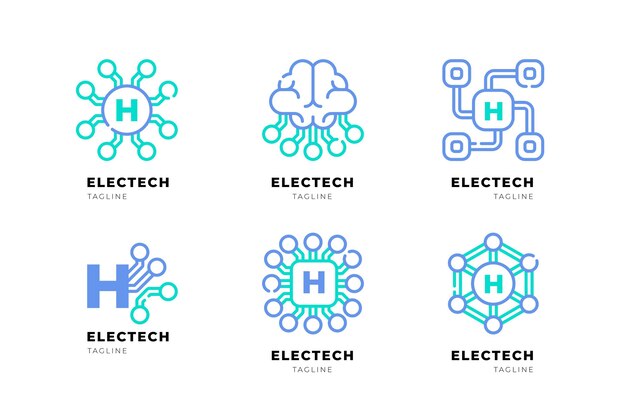 Flat design electronics logos pack