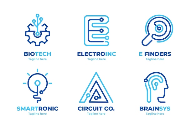 Flat design electronics logos pack