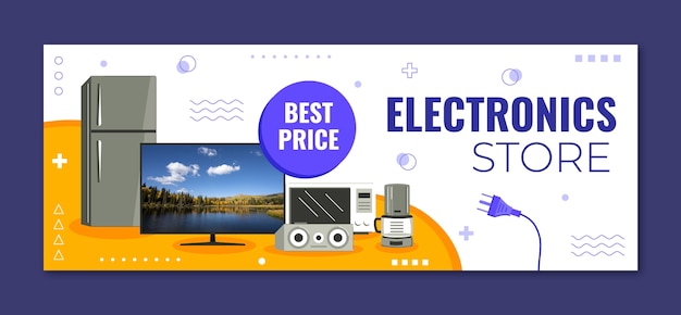 Flat design electronics store facebook cover