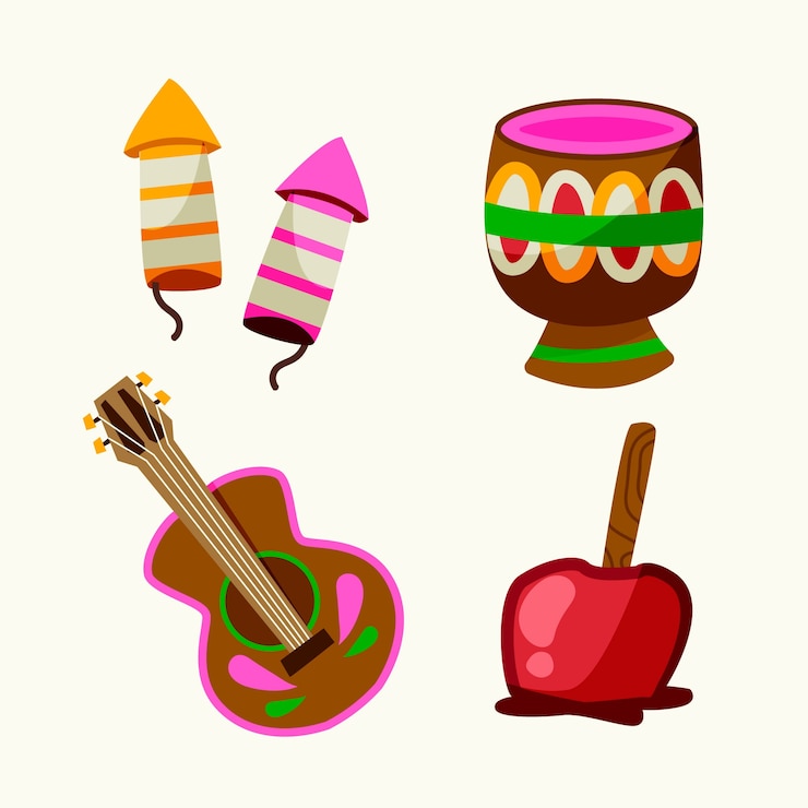 Free Vector flat design elements collection for brazilian festas juninas celebration