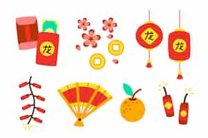 Free vector flat design elements collection for chinese new year festival