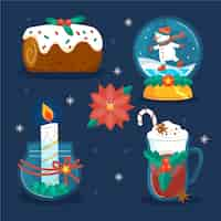 Free vector flat design elements collection for christmas season celebration