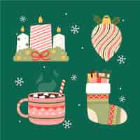 Free vector flat design elements collection for christmas season celebration