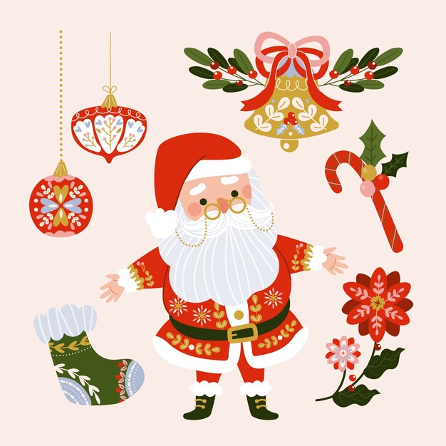 Flat design elements collection for christmas season