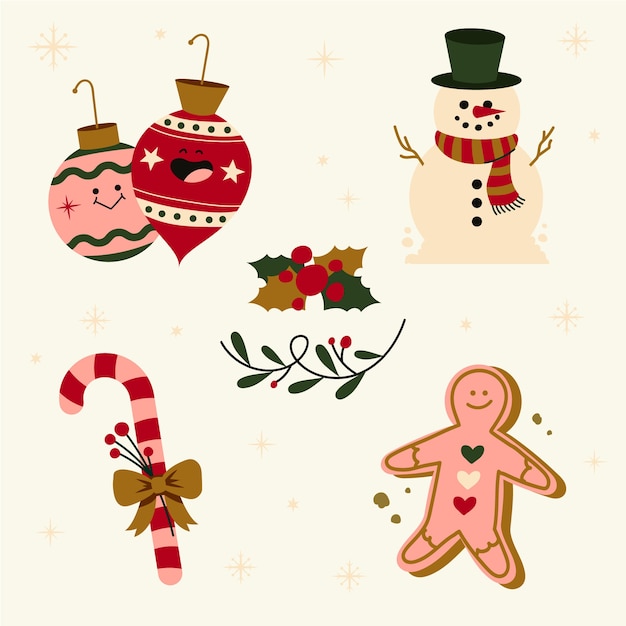 Free vector flat design elements collection for christmas season